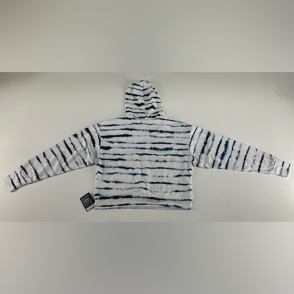 ONZIE Tie-Dye Striped Crop Hoodie‎ White Black Navy Blue Size M / L - Picture 4 of 12